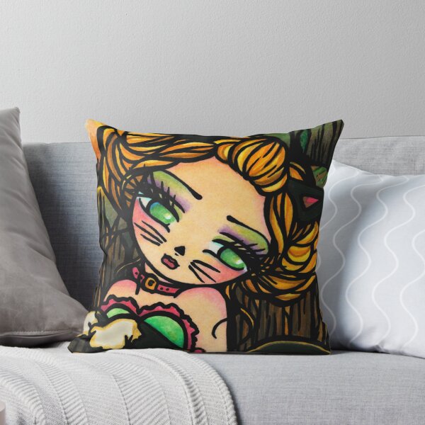 Item preview, Cute Girl in Halloween Cat Costume Trick or Treating Art designed and sold by hannahlynnart.
