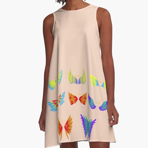 Colorful Angel Wings A-Line Dress