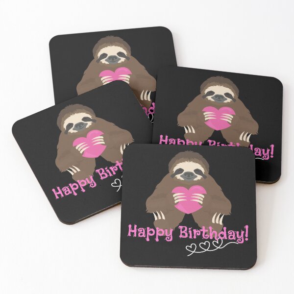 Item preview, Happy Birthday Cute Sloth With Pink Heart Design designed and sold by EarthArtDesigns.