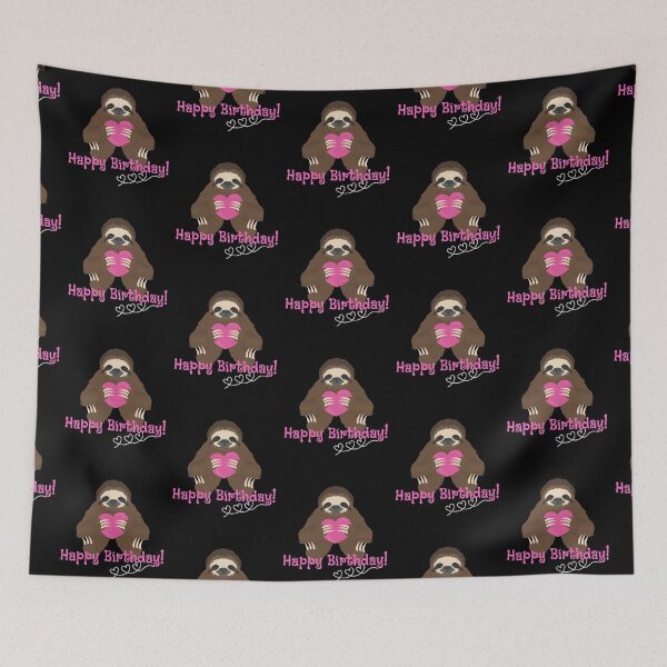 Item preview, Happy Birthday Cute Sloth With Pink Heart Design designed and sold by EarthArtDesigns.