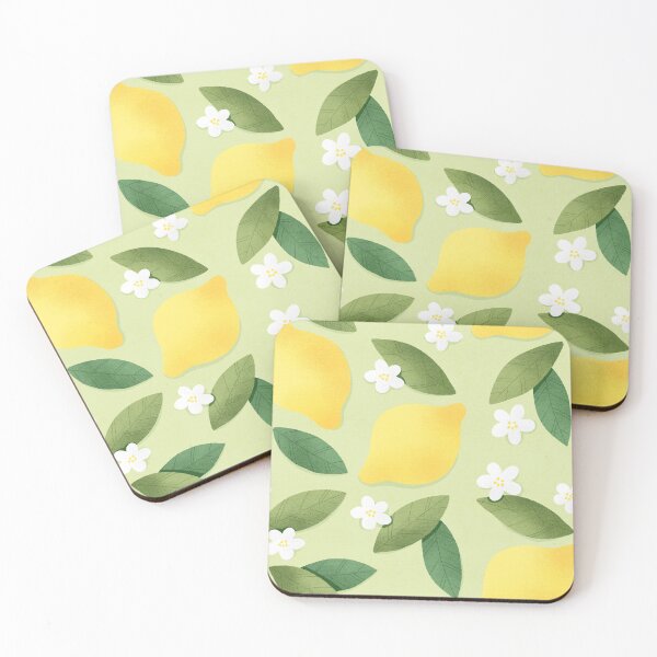 Item preview, Cute lemons pattern with white flowers and green leaves.  designed and sold by helga-wigandt.