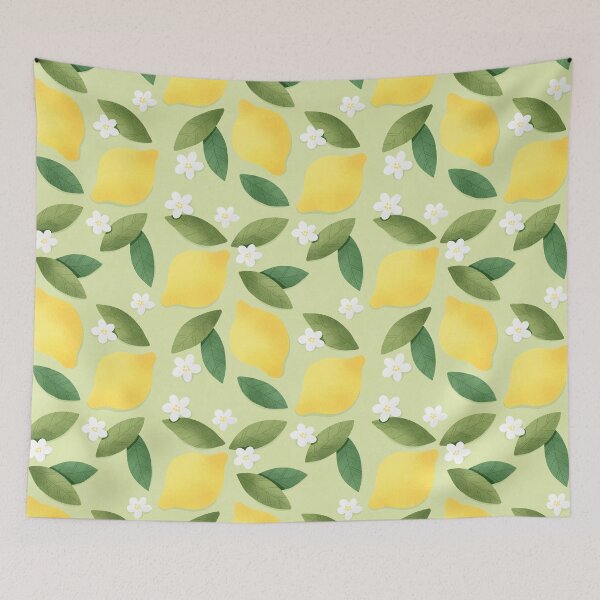 Item preview, Cute lemons pattern with white flowers and green leaves.  designed and sold by helga-wigandt.