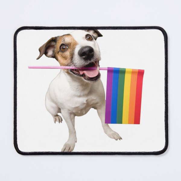 Item preview, funny dog Jack Russell, holding an lgbt flag in his teeth designed and sold by vilma3000.