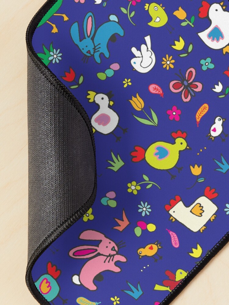 Alternate view of Spring Chicks and Bunnies - Blue - cute Easter pattern by Cecca Designs Mouse Pad