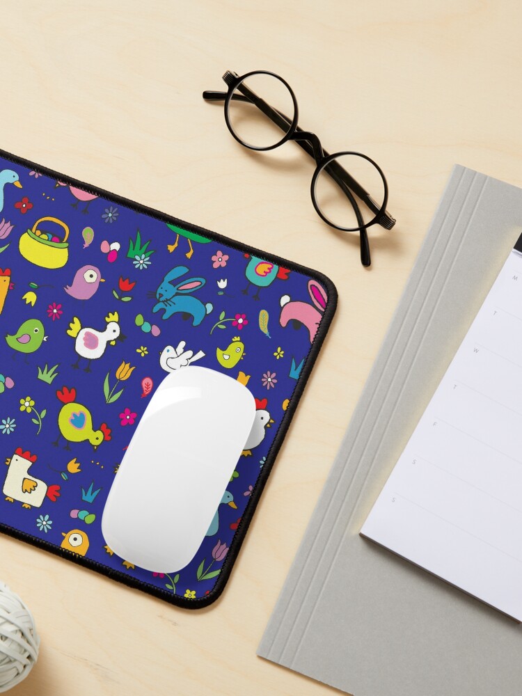 Alternate view of Spring Chicks and Bunnies - Blue - cute Easter pattern by Cecca Designs Mouse Pad