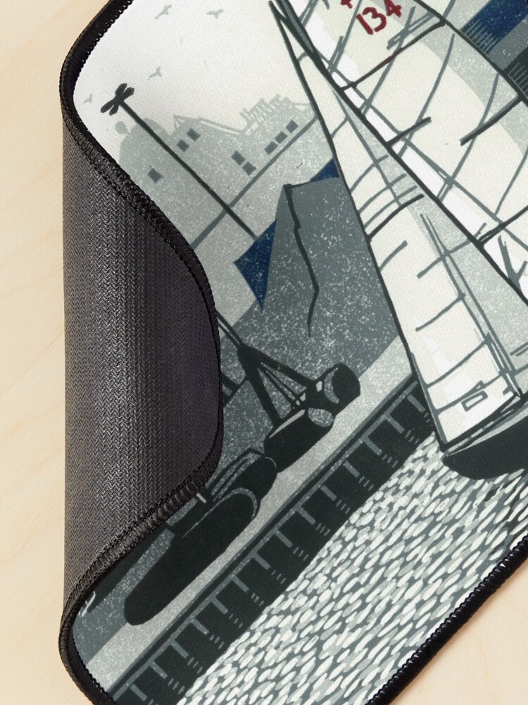 Alternate view of Poole Quay - Original linocut by Francesca Whetnall Mouse Pad