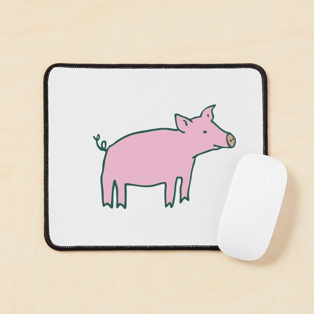 Simple Pig - pink and white - cute animal pattern by Cecca Designs Mouse Pad