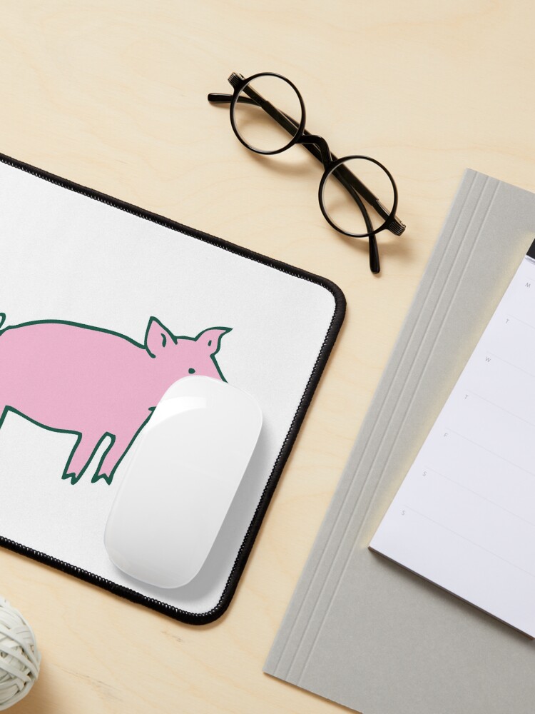Alternate view of Simple Pig - pink and white - cute animal pattern by Cecca Designs Mouse Pad