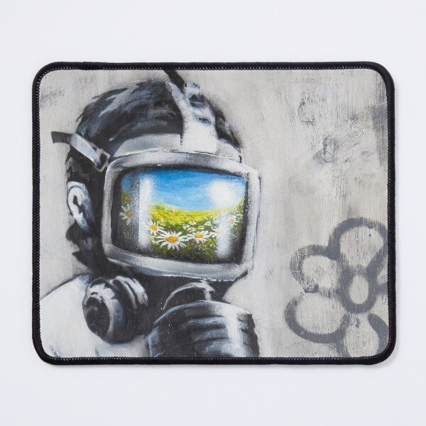 Item preview, Banksy Gas Mask Boy Art designed and sold by SharpWallArts.