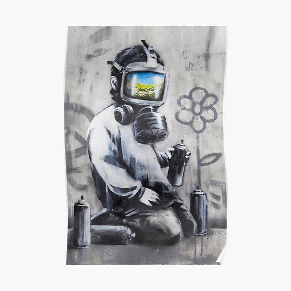 Art de garçon de masque à gaz de Banksy Poster