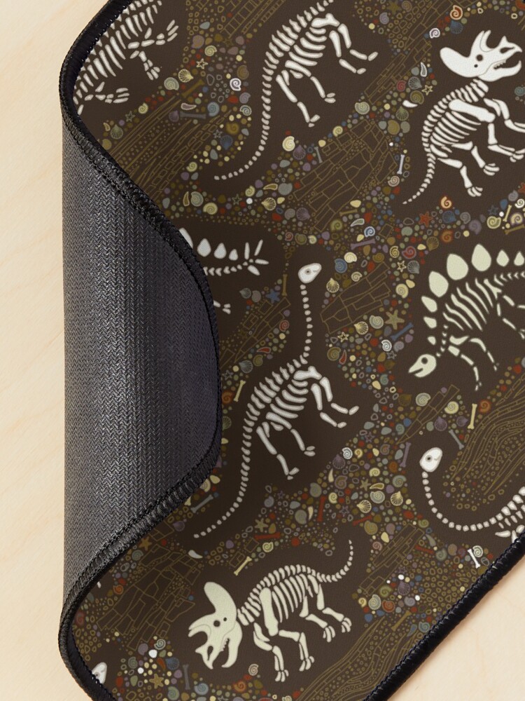 Alternate view of Dinosaur Fossils - cream on brown - Fun graphic pattern by Cecca Designs Mouse Pad