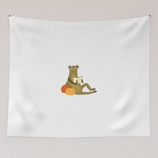 Item preview, Cute frog reading a book Pumpkin version designed and sold by mikhaleeevich.