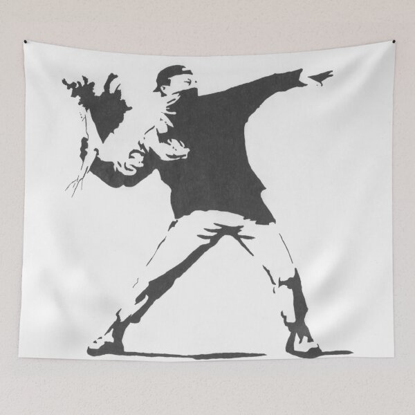 Item preview, Banksy Throwing Flowers Art designed and sold by SharpWallArts.