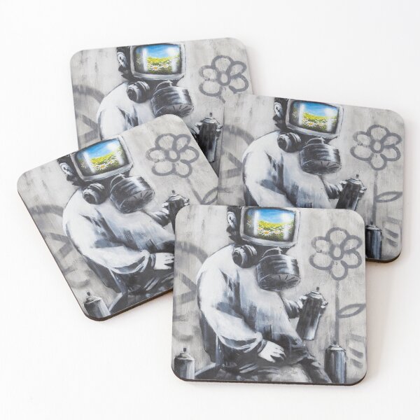 Item preview, Banksy Gas Mask Boy Art designed and sold by SharpWallArts.