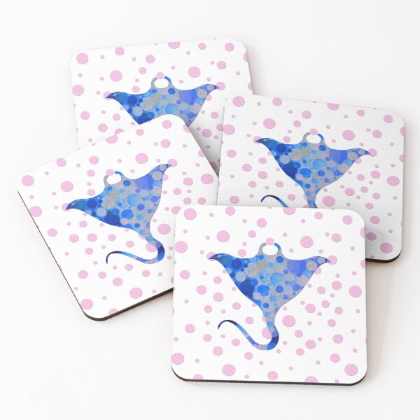 Item preview, Big Blue Stingray Fish with Pink Polka Dots designed and sold by Sharon Cummings Art.