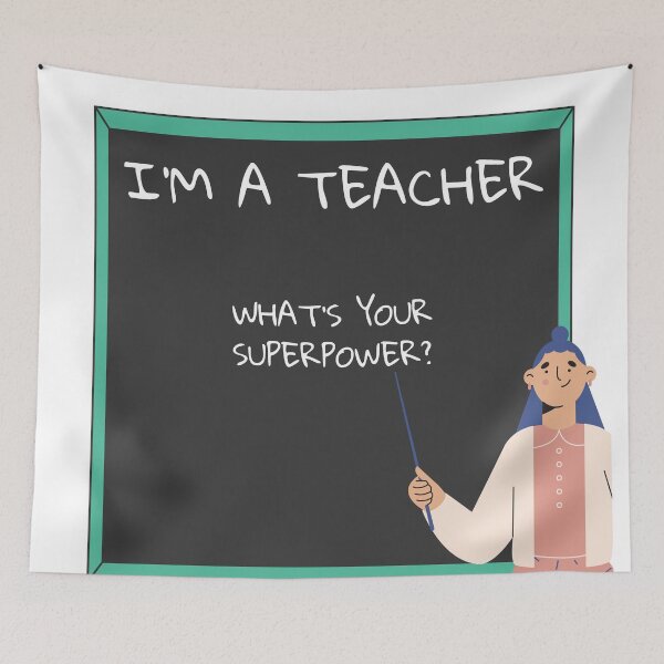 Item preview, I'm A Teacher What's Your Superpower Woman Pointing At A Board designed and sold by LuckyKermit.