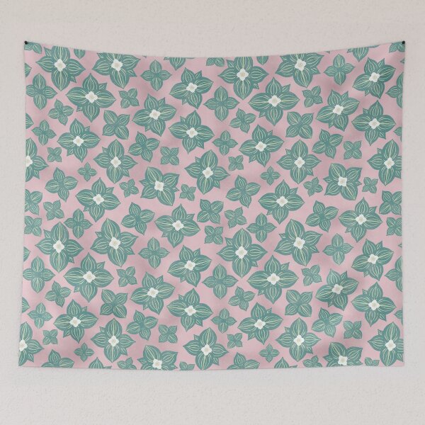 Item preview, Tossed Bunchberry Blossoms on Pink designed and sold by Christine Philbrick.