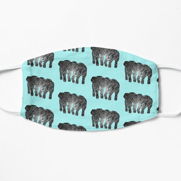 Two elephants (Aqua) Flat Mask