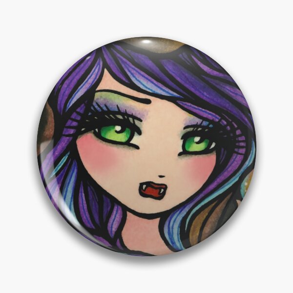 Item preview, Cute Vampire Purple Haired Girl Whimsical Fantasy Art designed and sold by hannahlynnart.