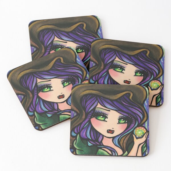 Item preview, Cute Vampire Purple Haired Girl Whimsical Fantasy Art designed and sold by hannahlynnart.