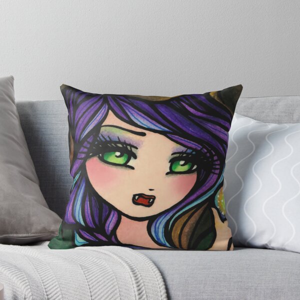 Item preview, Cute Vampire Purple Haired Girl Whimsical Fantasy Art designed and sold by hannahlynnart.