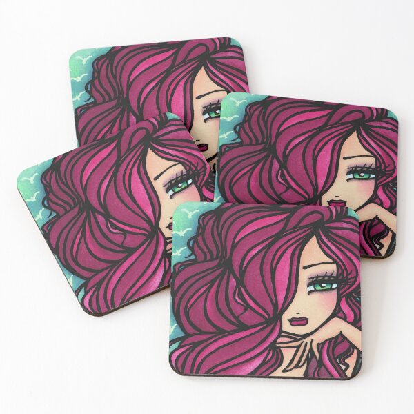 Item preview, Pink Haired Glamorous Mermaid Whimsical Fantasy Art designed and sold by hannahlynnart.