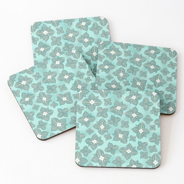 Item preview, Tossed Bunchberry Blossoms on Aqua designed and sold by Christine Philbrick.