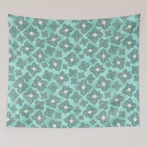 Item preview, Tossed Bunchberry Blossoms on Aqua designed and sold by Christine Philbrick.