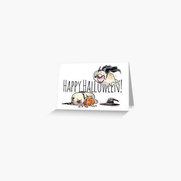 Item preview, Jump Scare - pug Halloween card designed and sold by inkpug.