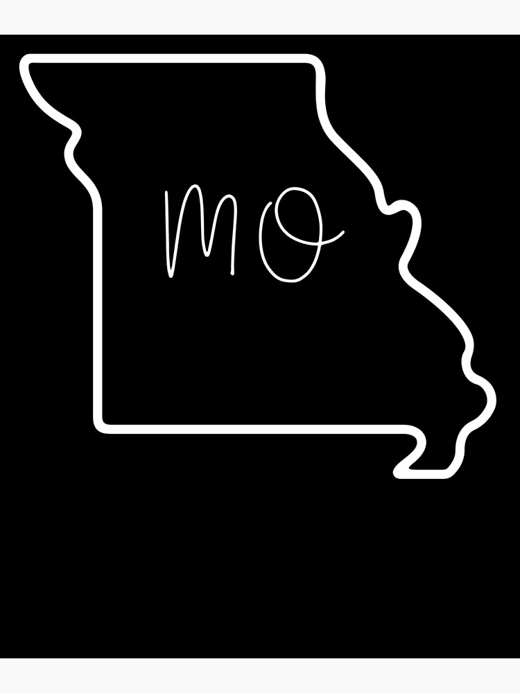 State Of Missouri MO Abbreviation Outline Poster By Hpabedi Redbubble   Flat,750x,075,f Pad,750x1000,f8f8f8 