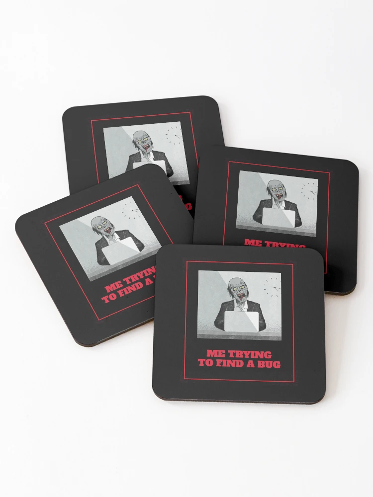 Thumbnail 1 of 5, Coasters (Set of 4), Computer Geek Finding Bug designed and sold by ComputerGeeksTs.