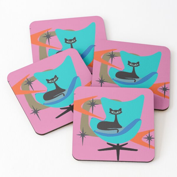 Item preview, Atomic cat sitting on a retro styled chair  designed and sold by LisWilliams.