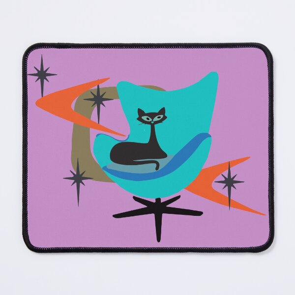 Item preview, Atomic cat sitting on a retro styled chair designed and sold by LisWilliams.