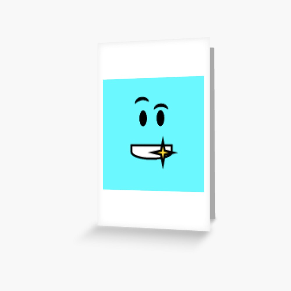 "Golden Shiny Teeth Face Roblox Neon Blue" Greeting Card by