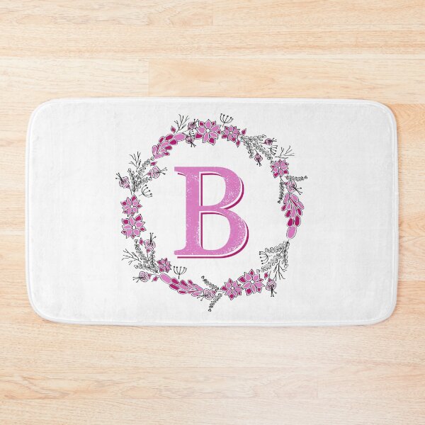 Item preview, B initial with pretty floral circle. Pink version. designed and sold by sugarrosekitch.