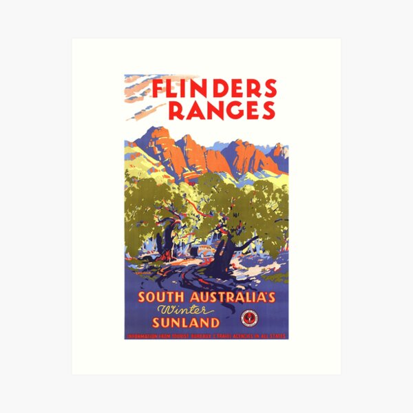 Item preview, Flinders Ranges Vintage Travel Poster designed and sold by karwilbedesigns.