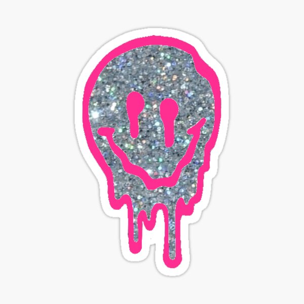 Glitter Preppy Smiley Face Sticker