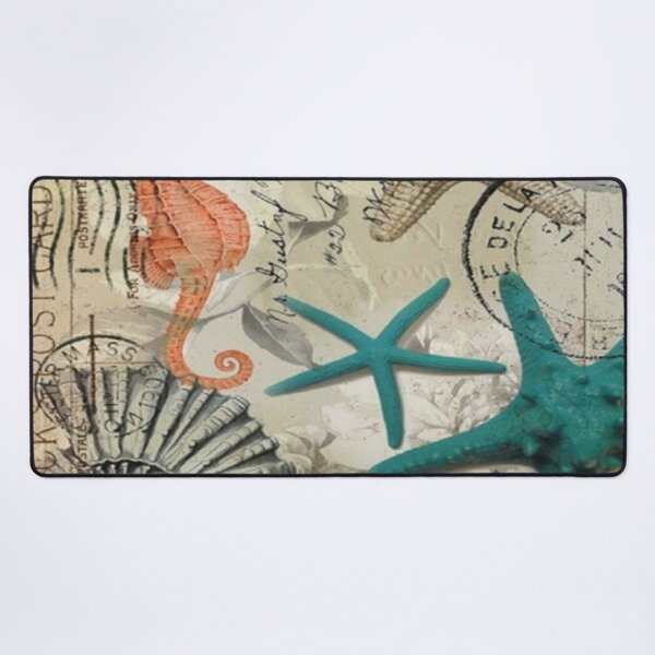 Item preview, dark academia coastal seashell teal starfish seahorse ocean beach designed and sold by LEILA ART SPACE.