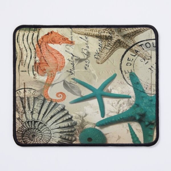 Item preview, dark academia coastal seashell teal starfish seahorse ocean beach designed and sold by LEILA ART SPACE.