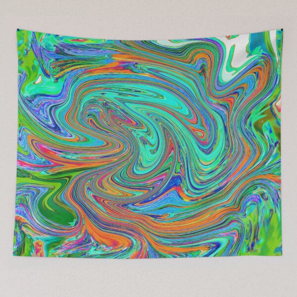 Item preview, Aqua, Orange and Green Groovy Abstract Retro Art designed and sold by myrubiogarden.
