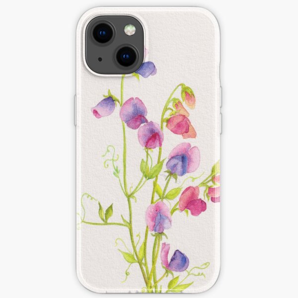 Sweet pea flowers original watercolor art iPhone Soft Case