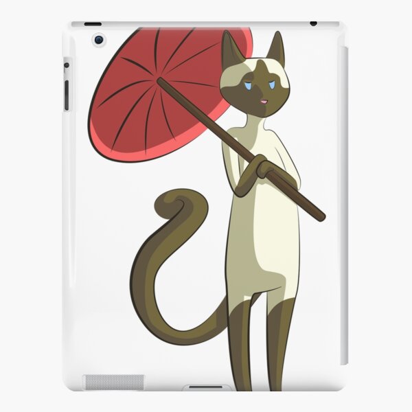 Coque Et Skin Adhesive Ipad Chat Siamois Avec Un Design De Dessin Anime De Style Manga Parapluie Par Askhamsretail Redbubble