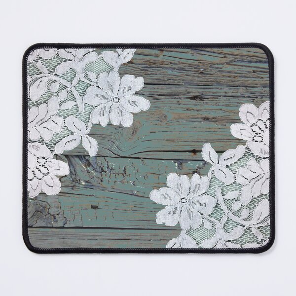 Item preview, Distressed floral white lace western country teal barn wood designed and sold by LEILA ART SPACE.