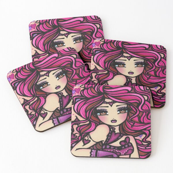 Item preview, Pink Haired Valentine Goddess Heroine Whimsical Fantasy Art  designed and sold by hannahlynnart.
