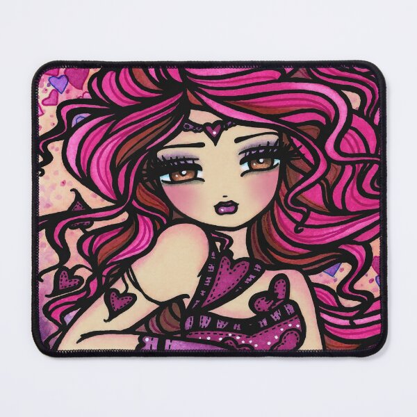 Item preview, Pink Haired Valentine Goddess Heroine Whimsical Fantasy Art  designed and sold by hannahlynnart.