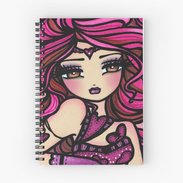 Item preview, Pink Haired Valentine Goddess Heroine Whimsical Fantasy Art  designed and sold by hannahlynnart.