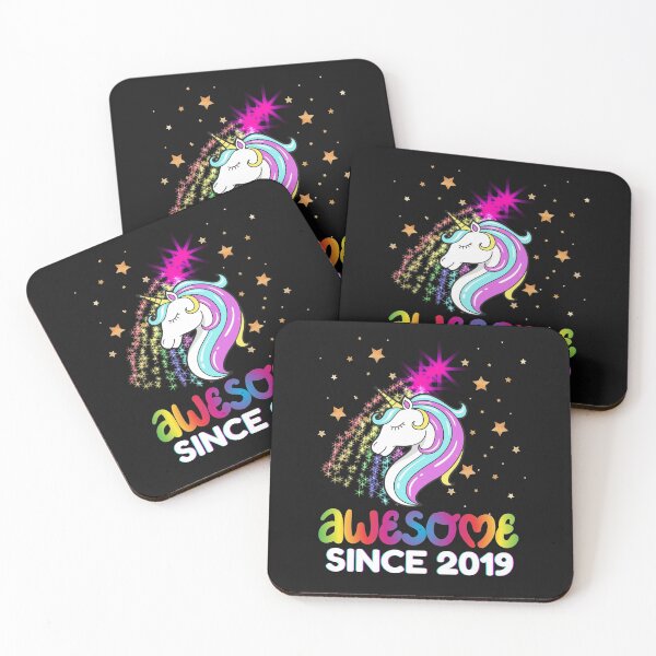 Item preview, 4th Birthday Awesome Since 2019 Rainbows and Unicorn designed and sold by Click-Like.