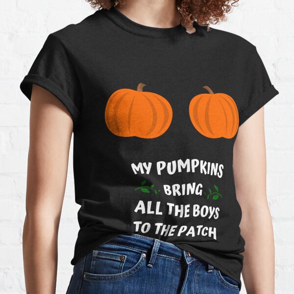  Funny Halloween Fall Thanksgiving Pumpkin Boobs Premium T-Shirt  : Clothing, Shoes & Jewelry