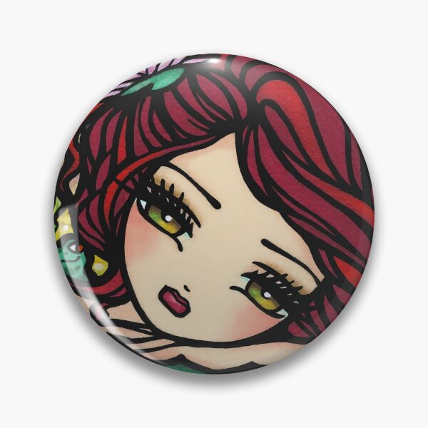 Item preview, Red Haired Mermaid in Whimsical Firefly Pond Fantasy Art designed and sold by hannahlynnart.