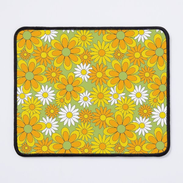 Artikel-Vorschau von 70er Flower Power Grün Orange Gelb Retro Daisy, designt und verkauft von emilyretro.